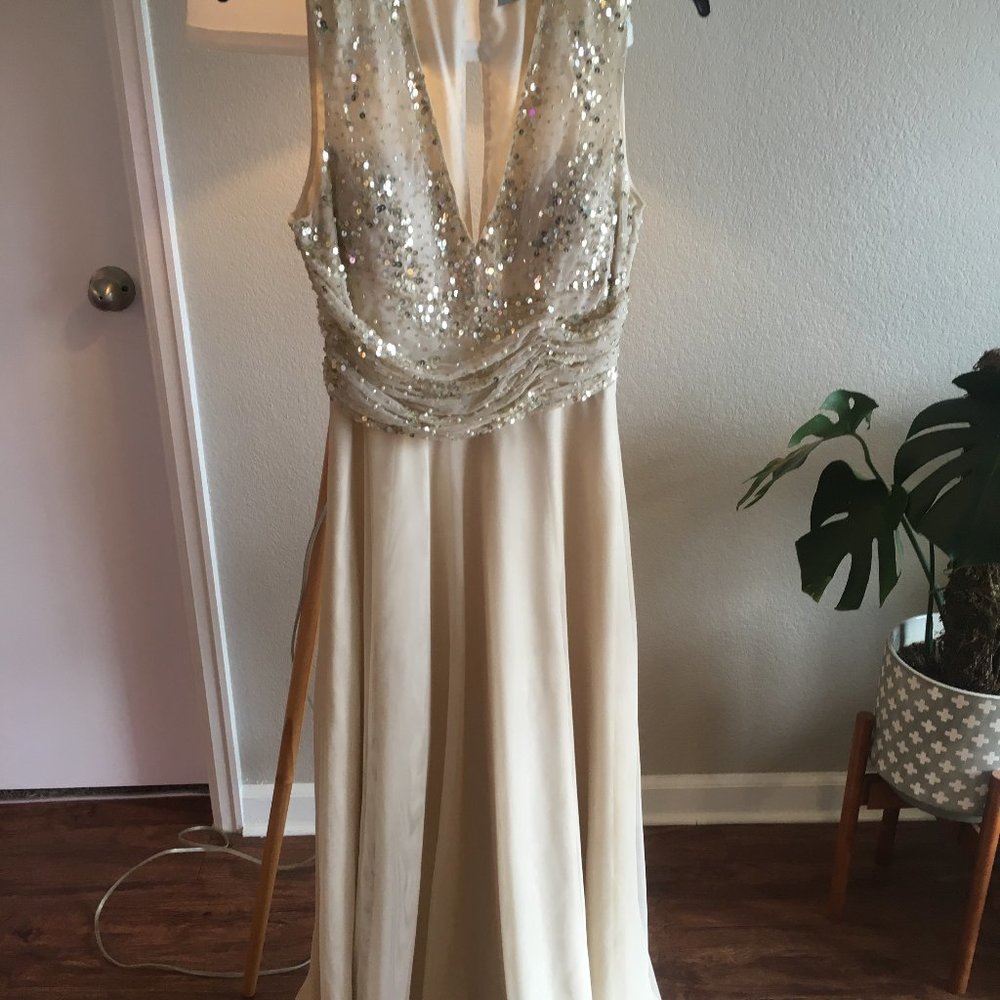 Asos Maxi with Pearl/Gold Sequins & Draped Bodice